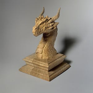 Fantasy Dragon Bedpost Finial, Wooden Sculpture (Handmade Accent)