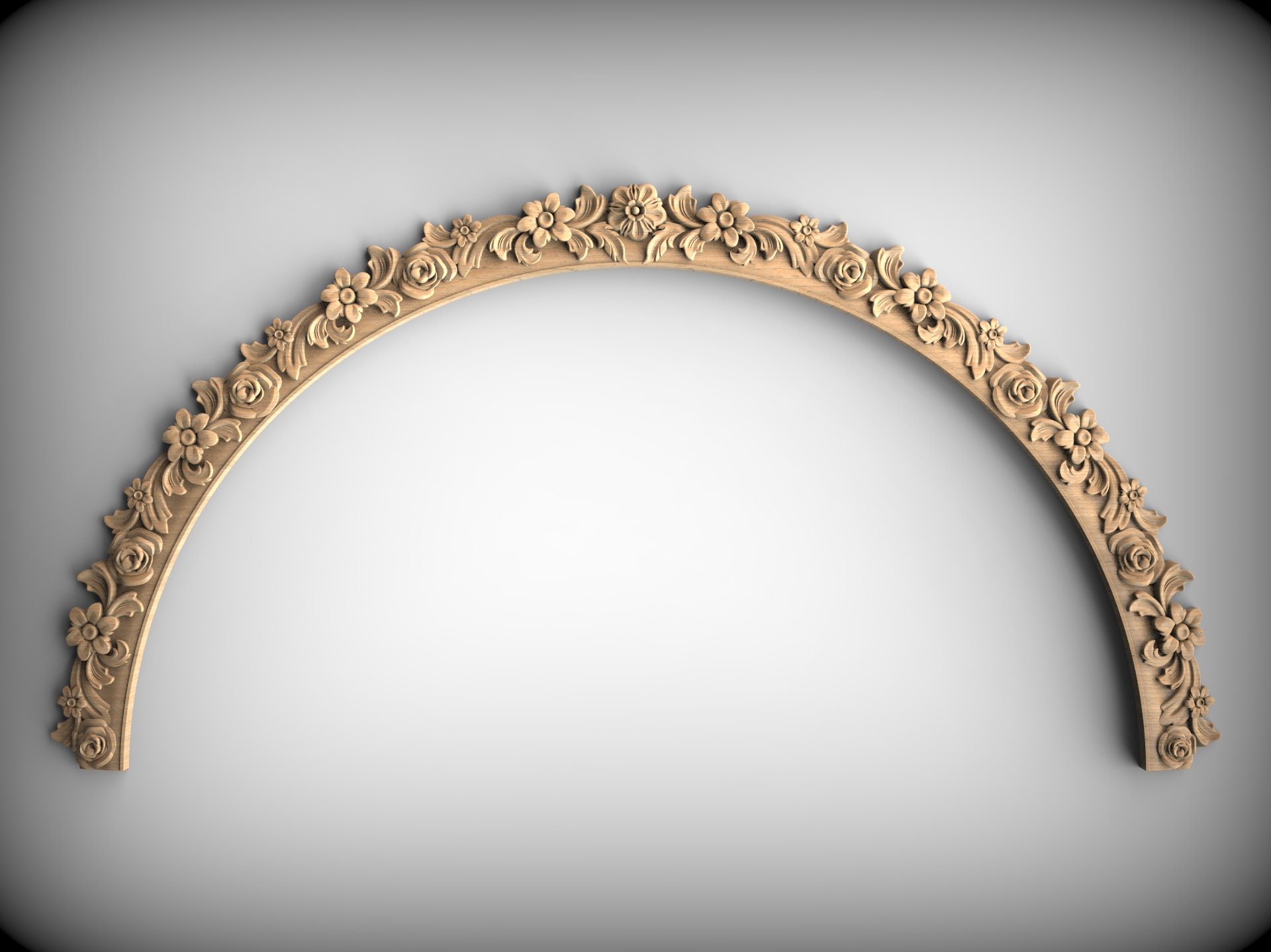 Blossoming Arch Wooden Onlay – Handcrafted Floral Carved Wood Trim for Home or Furniture Decor, Home Wall Embellishments, Wood onlays