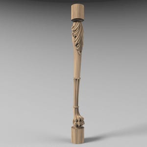 Carved Wooden Baluster with Claw Detail – Customizable Stair Spindle