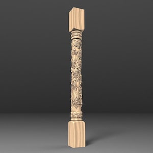 Carved Wood Pillar with Intricate Vine Motif | Decorative Column for Interiors