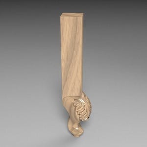 Cabriole Furniture Leg: Leaf Carved Accent (Custom Sizes Available)
