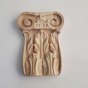 Classic Carved Wood Capital - Acanthus Leaf and Scroll Design for Columns, Home Wall Embellishments, Wood onlays