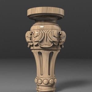 Carved Cabinet Leg: Elegant Acanthus Leaf Design, Custom Sizes