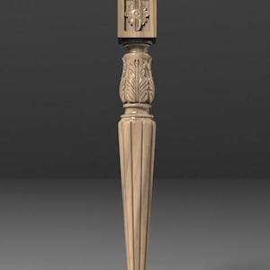 Furniture Leg: Floral and Leaf Carving - Round, 50cm