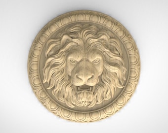 Lion Head Rosette: Decorative Wood Accent (Wall or Furniture Use)
