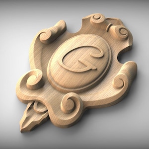 Personalized Carved Wood Initial Plaque &quot;G&quot; with Classic Scroll Details,Home Wall Embellishments, Wood onlays
