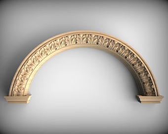 Floral Elegance Carved Arch, 1pc, Unpainted, Home Wall Embellishments, Furniture Carving, Wood Onlay