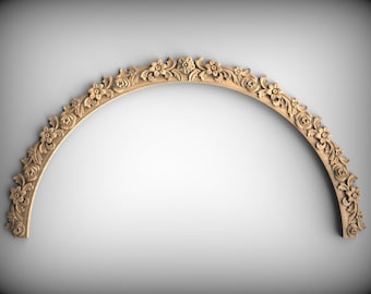 Floral Wood Arch Onlay: Elegant Scroll Design for Doors or Furniture