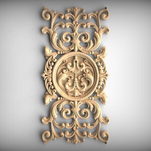 Baroque Wood Wall Panel - Ornate Scrollwork Decorative Onlay