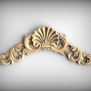 Wood Applique: Shell and Scroll Motif - Unfinished Custom Size