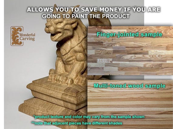 Gothic Gargoyle Sculpture: Handcrafted Wooden Decor on Tiered Base