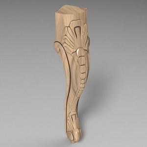 Pata de mueble de madera tallada adornada | Pata de repuesto decorativa de estilo barroco, soporte curvado para cama, silla. 30 cm 1 ps