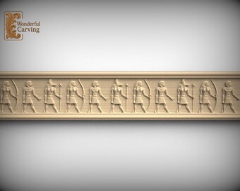 Egyptian Wall Border Trim - Wood Frieze with Warrior Relief