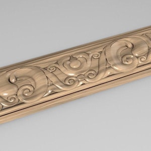 Hand-Carved Wood Molding with Acanthus and Scroll Design | Elegant Decorative Trim 40 inches, Home Wall Embellishments, Wood onlays