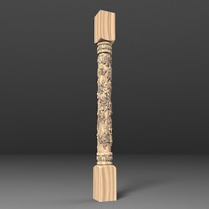 Decorative Wood Baluster, Vine and Grapes Carving (Custom Size)