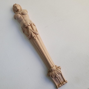 Classical Wooden Caryatide Figure | Architectural Column Decor, Home Wall Embellishments, Wood onlays