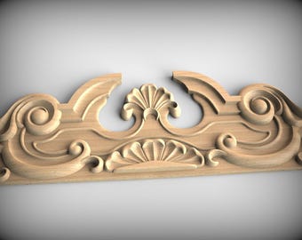 Adorno de apliques de madera: Volutas barrocas - Sin pintar, tamaños personalizados