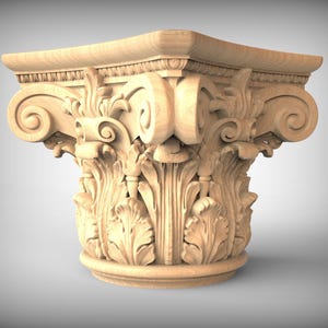 Wood Corinthian Capital: Large Acanthus Leaf Design (Decorative Accent)