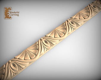 Carved Wood Wall Molding - Geometric Sunburst Accent Trim