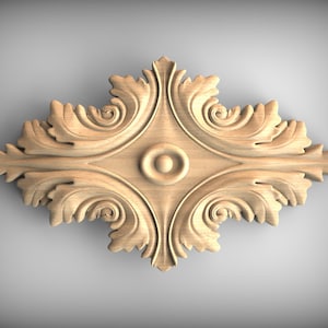 Baroque-Inspired Wooden Rosette Onlay – Elegant Carved Wood Applique for Furniture or Wall Decor, Home Wall Embellishments, Wood onlays
