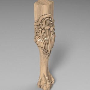 Decorative Furniture Leg: Carved Acanthus Leaf and Claw Foot