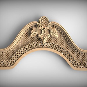 Celtic Knot Wood Applique: Arched Decorative Trim with Floral Design