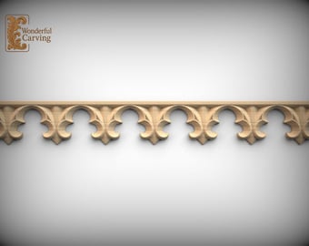 Moldura de madera con arco de trébol gótico – Moldura de arcada abierta con detalles de caída puntiaguda