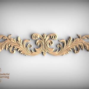 Decorative Wood Scroll Applique with Intricate Leaf Detail