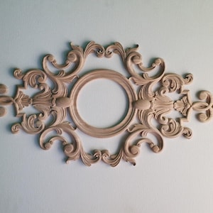 Wooden Onlay Accent: Baroque Carved Design (Wall or Furniture)
