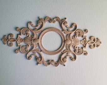 Wooden Onlay Accent: Baroque Carved Design (Wall or Furniture)