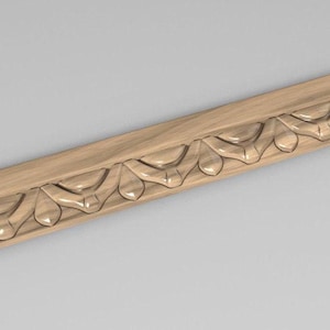Classic Teardrop Pattern Carved Molding | Ornamental Wood Trim for Walls and Ceilings 40 inches