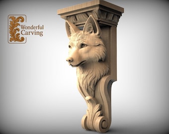 Fox Corbel Carved Wood Accent: Rustic Animal Motif, Ash Hardwood, Indoor Use
