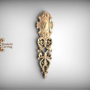 Floral Furniture Applique: Vintage Style Oval Onlay (Custom Letter)