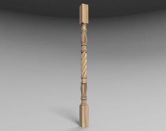 Elegant Carved Wood Pillar with Spiral Twist and Fluted Design – Decorative Column for Classic Interiors