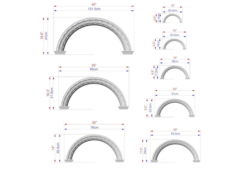 Arco intagliato di eleganza floreale, 1pc, non verniciato, abbellimenti per pareti di casa, intaglio di mobili, onlay in legno immagine 2