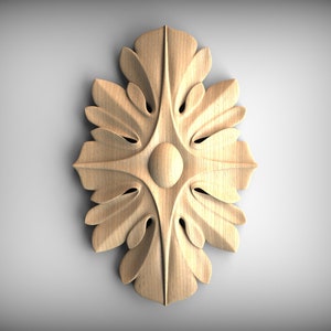 Baroque-Inspired Wooden Rosette Onlay – Elegant Carved Wood Applique for Furniture or Wall Decor, Home Wall Embellishments, Wood onlays