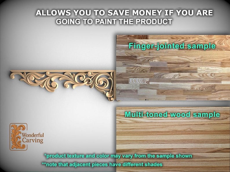 Baroque Scroll Wood Carving, Ornate Decorative Strip (Indoor Use) image 7