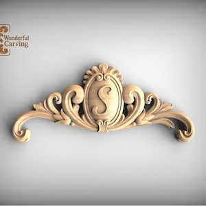 Ornate Wood Cartouche: Oval Shape with Leaf Scrolls, Custom Centerpiece