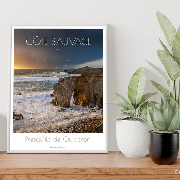 Affiche "Tempête sur l'arche de Port Blanc" - Presqu'île de Quiberon - Morbihan - Bretagne - 30x40cm