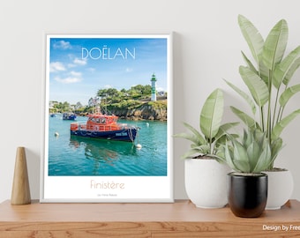 Affiche "Le port de Doëlan à Clohars-Carnoët" - Finistère - Bretagne - 30x40cm