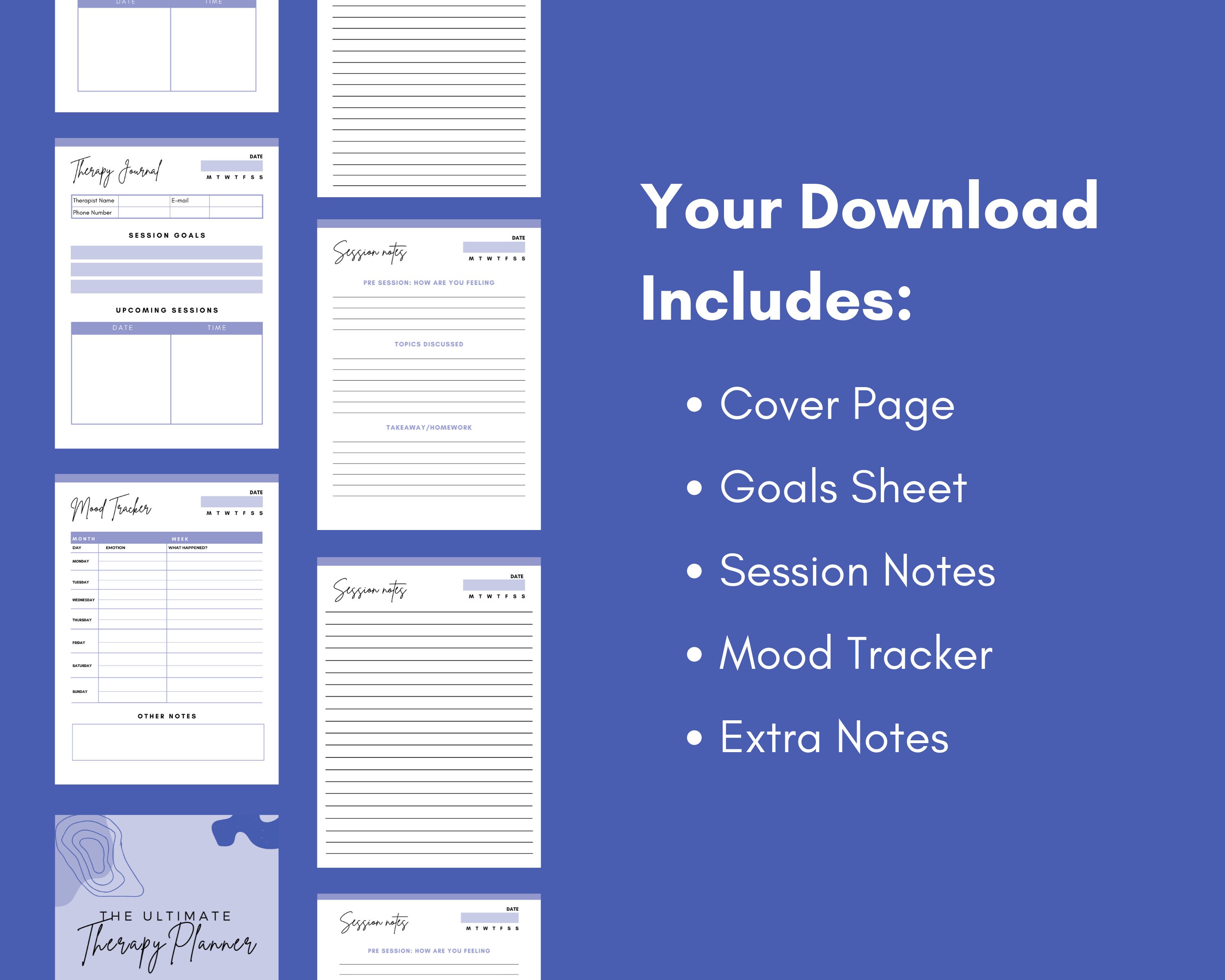 Therapy Notes Planner Printable Therapy Journal Mental - Etsy