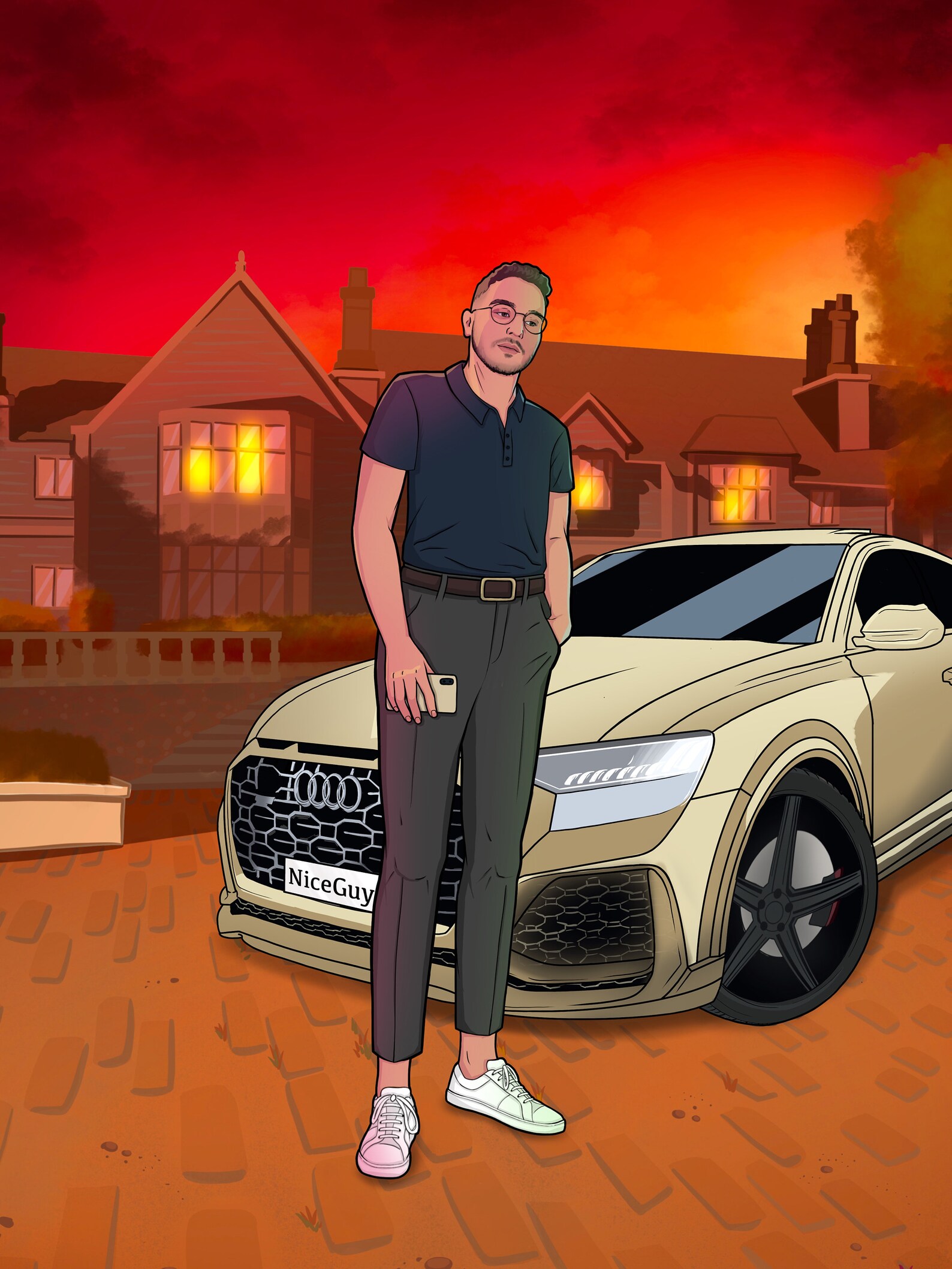 Portrait illustration game art gta comic style art from | Etsy