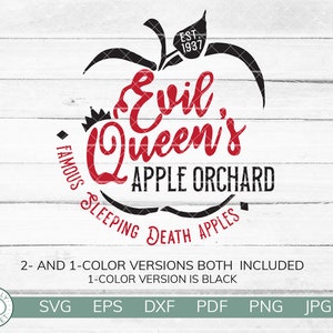 Verger de pommiers de la méchante reine SVG | Méchants SVG | Chemise d'Halloween Méchante Reine Méchante | Cricut, Silhouette, vinyle thermocollant | Téléchargement instantané