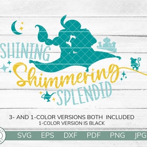 Jasmine SVG | Aladdin SVG | Shining Shimmering Splendid | Agrabah Abu Princess | Cricut Silhouette Vinyl SVG | Instant