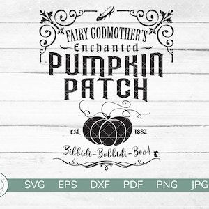 Parche de calabaza de hada madrina / SVG Cut File / Boo Bash Princess Halloween Shirt / Cricut, Silhouette, vinilo hierro en / Descarga instantánea