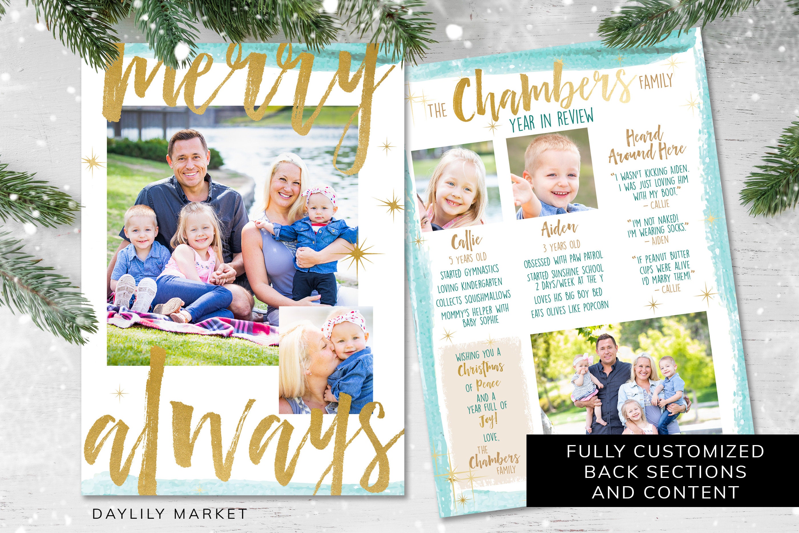 Christmas Card Year in Review Card Holiday Card Custom Etsy