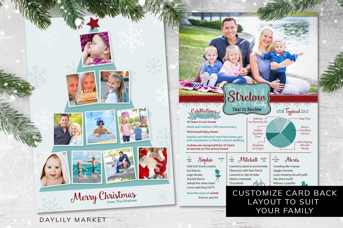 Christmas Card Year in Review Card Holiday Card Custom Etsy