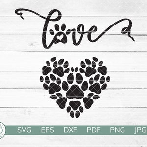 Coração de pata SVG | Impressão de pata SVG | Amor de pata SVG | Pata de cachorro | Pata de gato | Camiseta de amor de cachorro | Arquivo de corte | Eu amo meu cachorro | Silhouette Cameo | Cricut