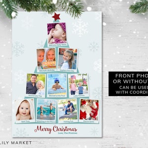 Tarjeta navideña / Tarjeta de resumen del año / Tarjeta festiva / Tarjeta con foto festiva personalizada / Infografía / Árbol de fotos / TARJETA DE UNA SOLA CARA