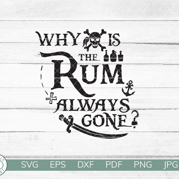 Why Is The Rum Always Gone SVG | Funny Matching Pirate Shirt | Vacation Dad Shirt | Cricut Silhouette Vinyl Iron On | Instant Download